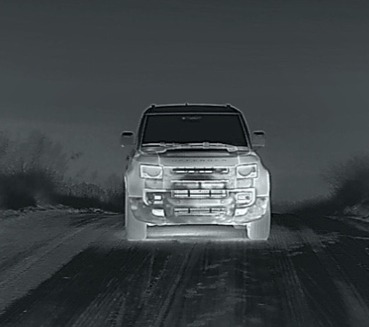 Thermal imaging view of vehicle on road — USS Academy night vision technology demonstration