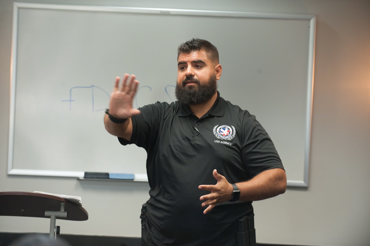 USS Academy classroom firearms instruction session